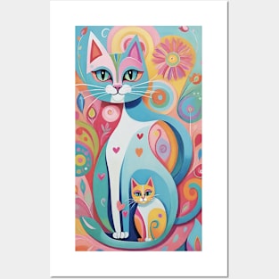 Abstract Cat's Kaleidoscope: A Symphony of Feline Colors Posters and Art